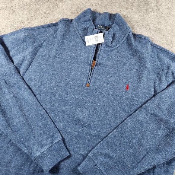 Polo Ralph Lauren Estate Rib Mens size 3XLT Blue 1/4/ Zip Pullover Shirt
